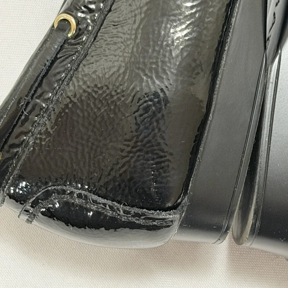 Michael Kors Patent Bow Ballet Flats Black Womens Size 7 Preppy‎ Quiet Luxury